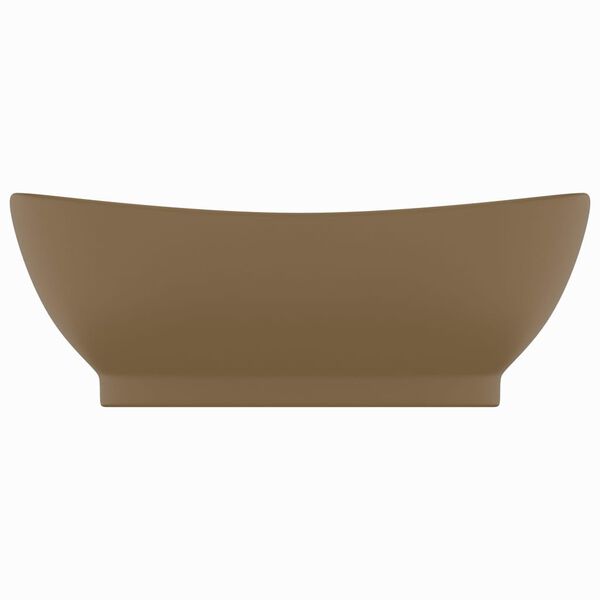 vidaXL Wastafel met overloop ovaal 58,5x39 cm keramiek matcr&egrave;me