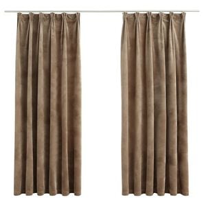 vidaXL Gordijnen verduisterend 2 st met haken 140x175 cm fluweel beige