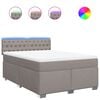 vidaXL Boxspring met matras stof taupe 140x190 cm