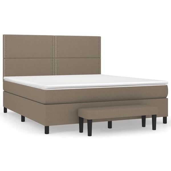 vidaXL Boxspring met matras stof taupe 180x200 cm