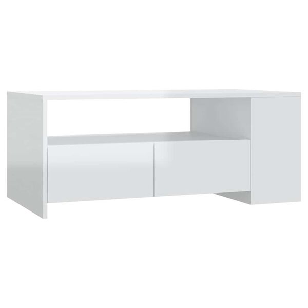 vidaXL Salontafel 102x55x42 cm bewerkt hout hoogglans wit