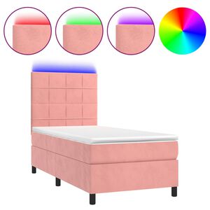 vidaXL Boxspring met matras en LED fluweel roze 80x200 cm