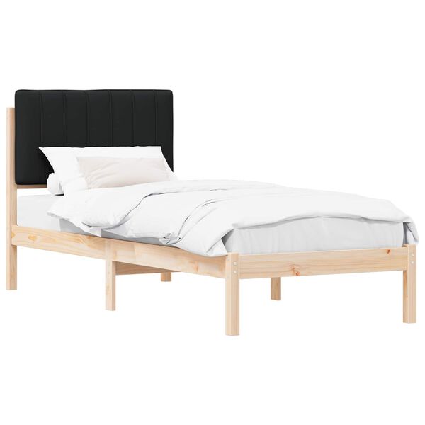 vidaXL Bedframe met Gevoerd Hoofdgedeelte Zwart 75 x 190 cm