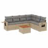 vidaXL 7-delige Loungeset met kussens poly rattan gemengd beige