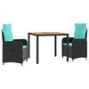 vidaXL Buiten eettafelset 3 st PE Rattan en Poeder-Coated Staal