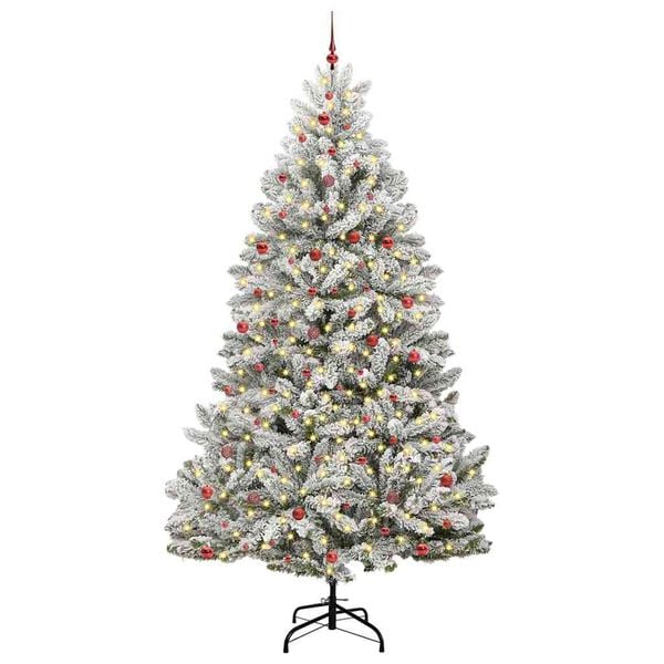 vidaXL Kunstkerstboom met 300 LED Groen en Wit 300 cm PVC en Metaal