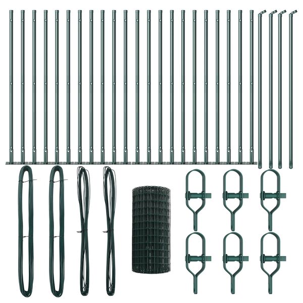 vidaXL Hecke met palen Groen 0.4 x 50 m Staal