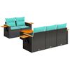 vidaXL 6-delige Loungeset met kussens poly rattan zwart
