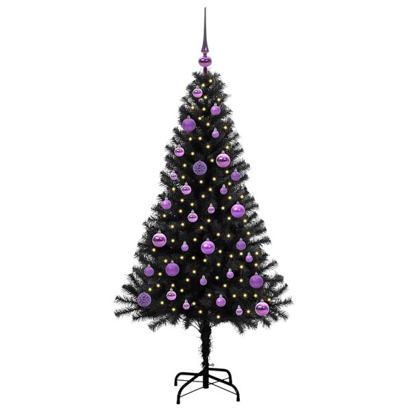 vidaXL Kerstboom met 150 LED met standaard Zwart 150 cm PVC