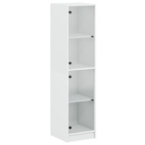 vidaXL Hoge kast met glazen deuren 35x37x142 cm wit