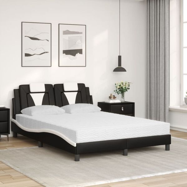 vidaXL Bed "Viana" met matras kunstleer zwart en wit 140x190 cm
