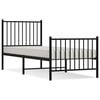 vidaXL Bedframe met hoofd- en voeteneinde metaal zwart 75x190 cm