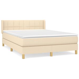 vidaXL Boxspring met matras stof cr&egrave;mekleurig 140x200 cm