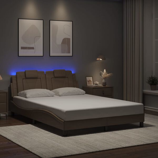 vidaXL Bedframe "Viana" met LED zonder matras cappuccino 140x200 cm