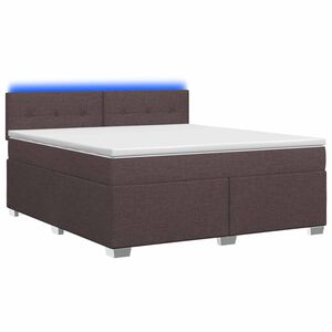 vidaXL Boxspring Bed met Matras en LED Donkerbruin 160 x 200 cm Stof