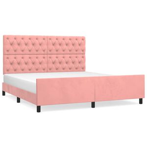 vidaXL Bedframe met hoofdeinde fluweel roze 160x200 cm