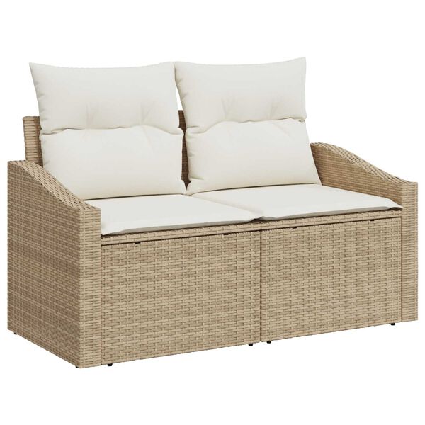 vidaXL Bankstel met kussen met kussen 6 pcs Beige en Crème poly rattan