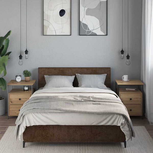 vidaXL Nachtkastjes 2 st 44x45x60cm bewerkt hout artisanaal eikenkleur