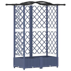 vidaXL Verhoogd Bed met Trellis en Dak Grijs 124 x 40 x 123 cm PP