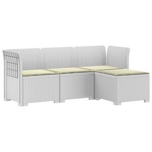 vidaXL 4-Persoons Tuinbank met Kussens Rieten Look PP Wit