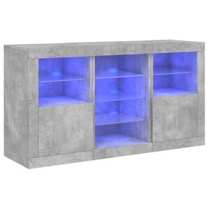 vidaXL Dressoir met LED-verlichting 123x37x67 cm betongrijs