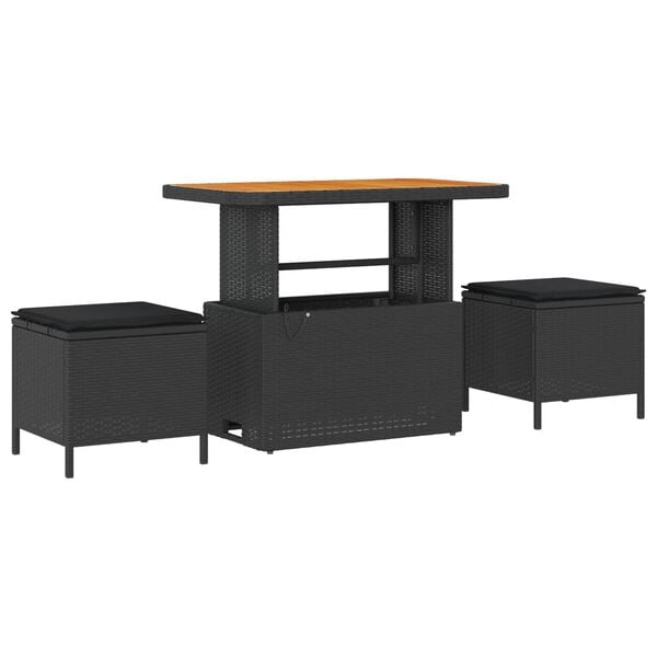 vidaXL Tuin Sofa Set met kussen met opslag 8 pcs Zwart poly rattan