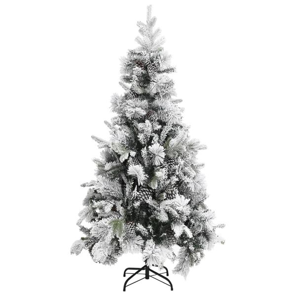 vidaXL Kerstboom met dennenappels en sneeuw 225 cm PVC en PE