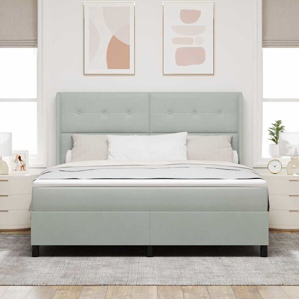 vidaXL Boxspringbed met matras met LED Lichtgrijs 180 x 200 cm Fluweel