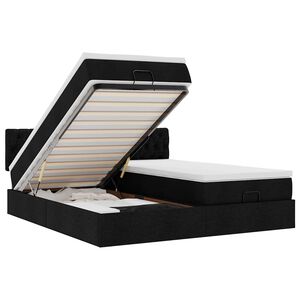 vidaXL Ottoman bed met matrassen 200x200cm stof zwart