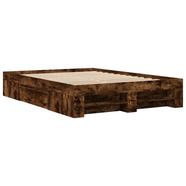 vidaXL Bedframe zonder matras hout gerookt eikenkleurig 140x190 cm
