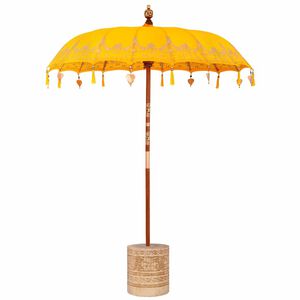 vidaXL Balinese parasol met basis Geel 185 x 185 x 260 cm