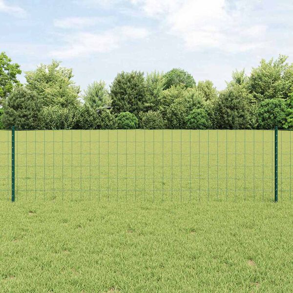 vidaXL Hek met Paal Groen 0,6 x 10 m Staal en PVC
