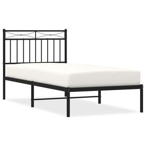 vidaXL Bedframe met hoofdbord metaal zwart 90x200 cm
