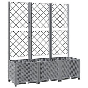 vidaXL Plantenbak met latwerk 120x40x136 cm polypropeen lichtgrijs