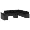 vidaXL 12-delige Loungeset met kussens poly rattan zwart
