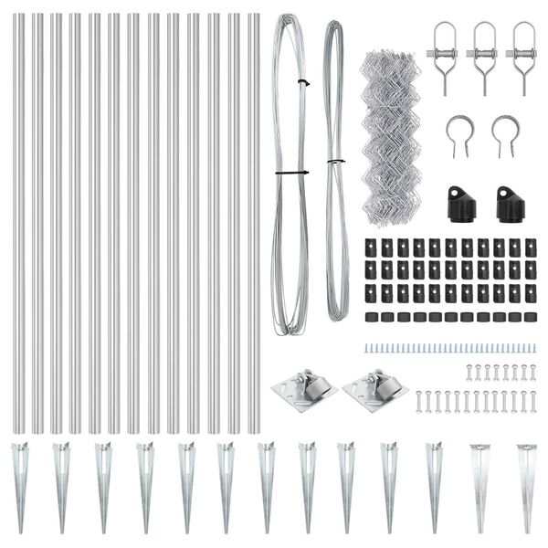 vidaXL Afrasteringspaal Zilver 25 x 0,8 m (40 x 40 mm gaas) Staal
