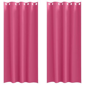 vidaXL Zwart-out Gordijnen met Ringen 2 pcs Felroze 225 x 140 cm