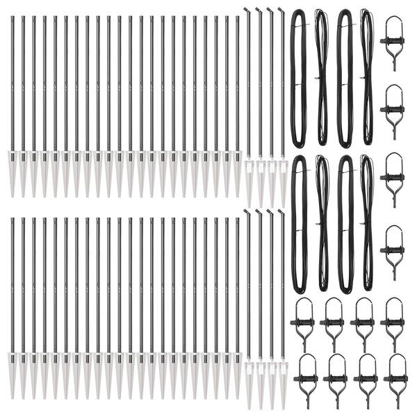 vidaXL Hek Post Anders 52 pcs Grijs 3,2 x 3,2 x 140 cm Staal