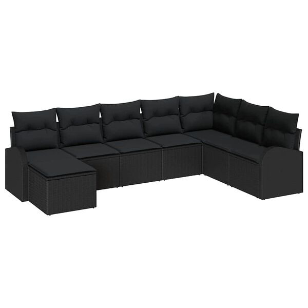 vidaXL Tuin Sofa Set met kussen 8 pcs Zwart Poly Rattan