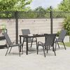 vidaXL Tuin eettafelset 5 pcs Grijs en zwart Poedercoating staal