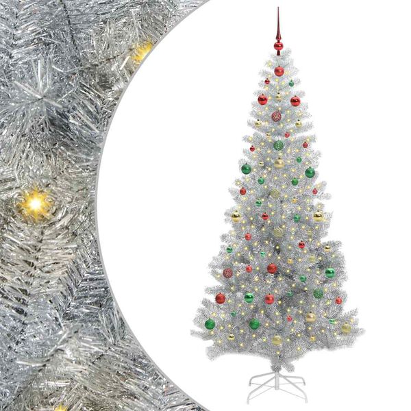 vidaXL Kerstboom met 300 LED met standaard Zilver 240 cm PET