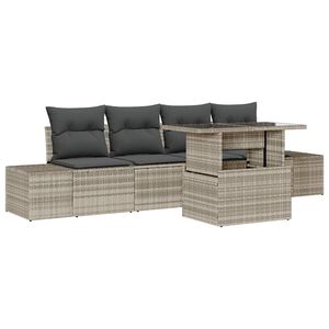 vidaXL Tuin Sofa Set 5 st Licht Grijs en Donker Grijs