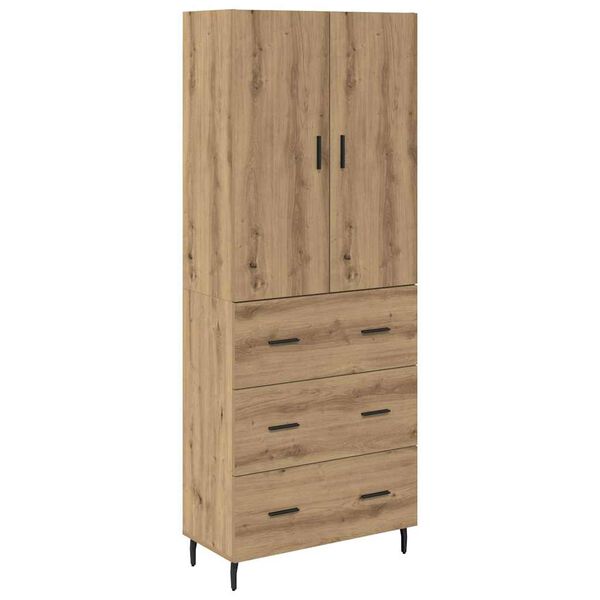 vidaXL Hoge kast met lade Artisan Eiken 69,5 x 34 x 180 cm