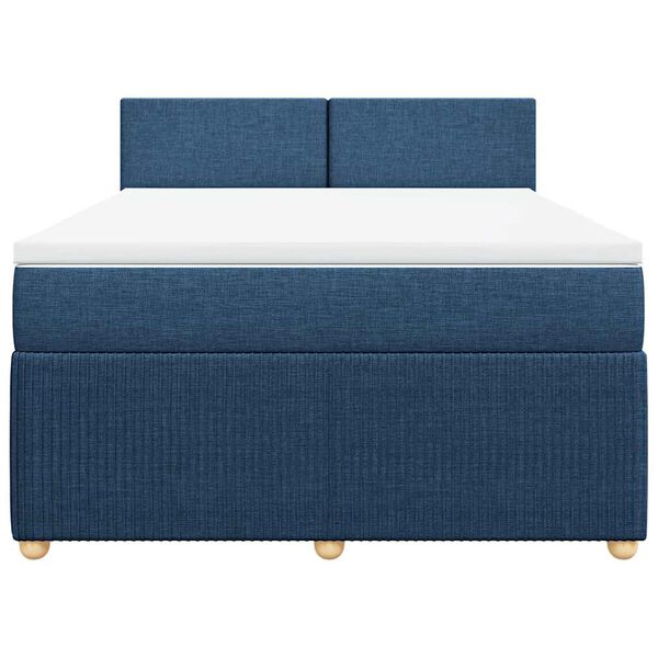 vidaXL Boxspring met matras stof blauw 140x190 cm