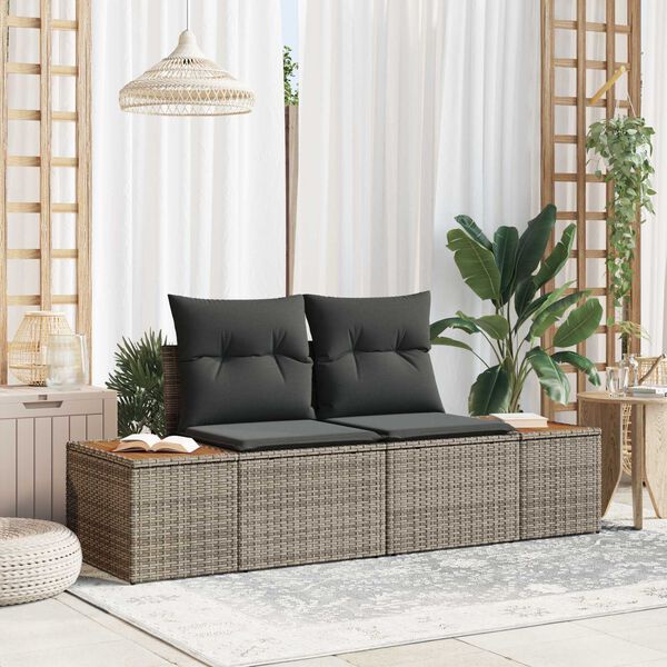 vidaXL Tuinbank Grijs 184 x 62 x 85cm poly rattan