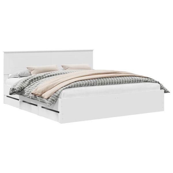vidaXL Bedframe met lade met opslag Wit 200 x 200 cm Ingenieurshout