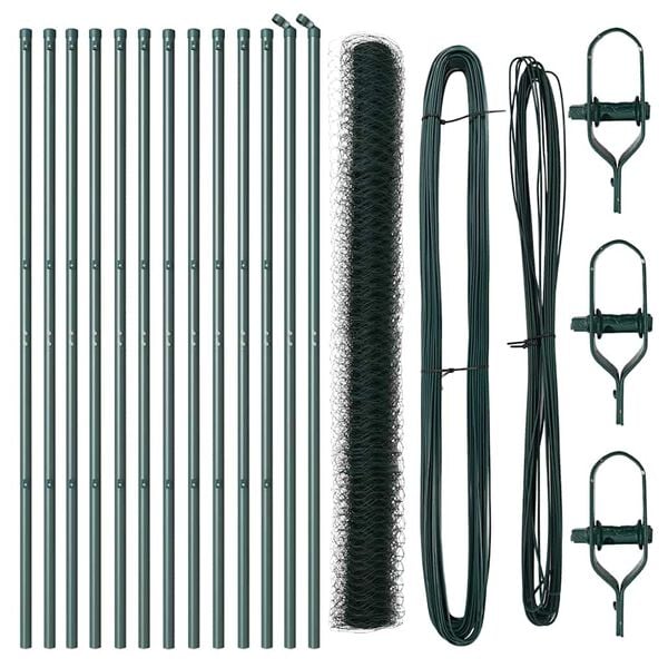 vidaXL Afrasteringspaal Groen 25 x 1,5 m (36 mm gaas) Staal