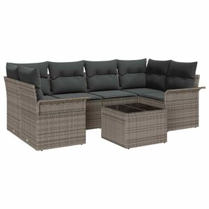 vidaXL Tuin Sofa Set 7 st 6-Aantal zitplaatsen Grijs poly rattan