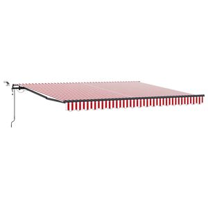 vidaXL Uitschuifbare luifel Rood en Wit 400 &times; 350 cm Polyester