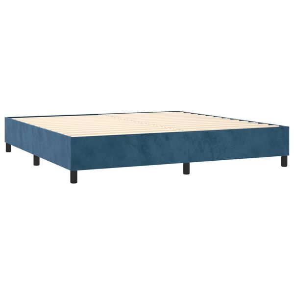 vidaXL Boxspring met matras fluweel donkerblauw 200x200 cm